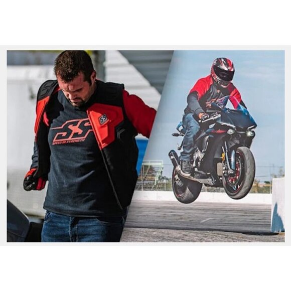 SPEED AND STRENGTH Men's Critical Mass Moto Red & Black Jersey Size LG Cotton - Picture 12 of 12